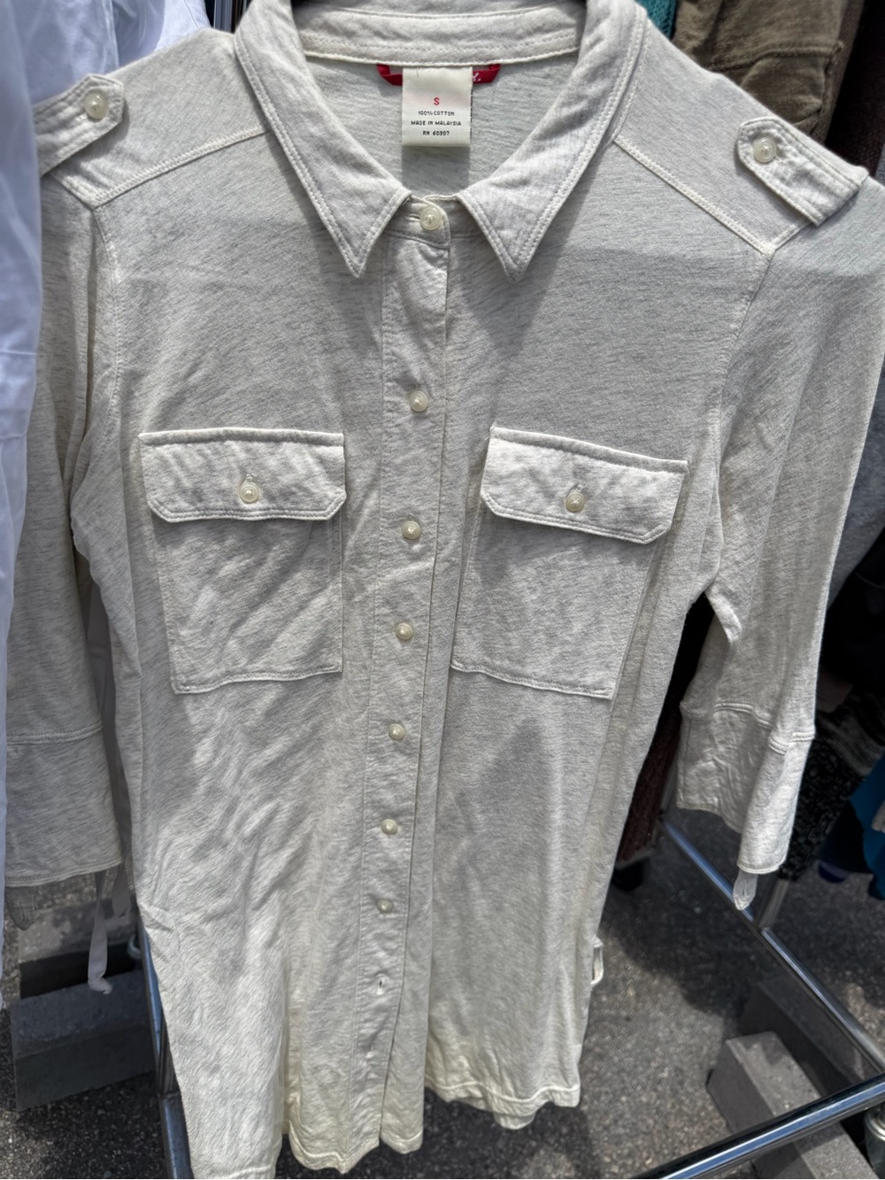 UNIONBAY Light Beige Button-Front Utility Shirt Dress